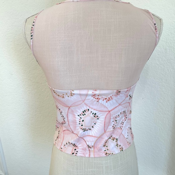 Kortni Jeane Pink Kiwi Sweetheart Neck With Mesh Tankini Swim Top - Picture 4 of 12